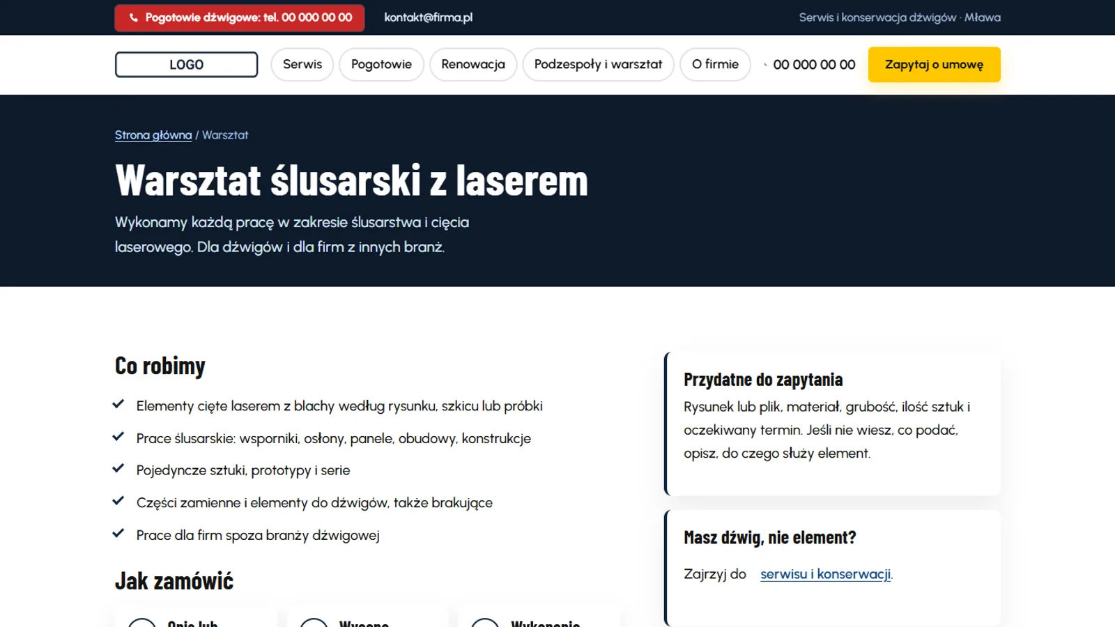 Warsztat ślusarski z laserem — nowa pozycja oferty, wycena od rysunku, szkicu lub próbki, także dla firm spoza branży